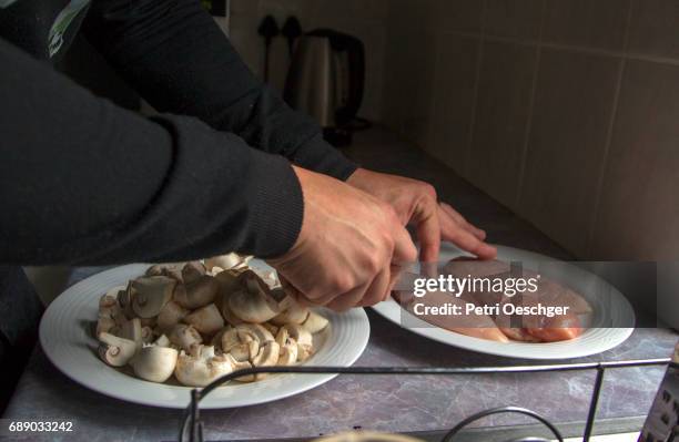 chicken and mushroom. - tenderizer stock pictures, royalty-free photos & images