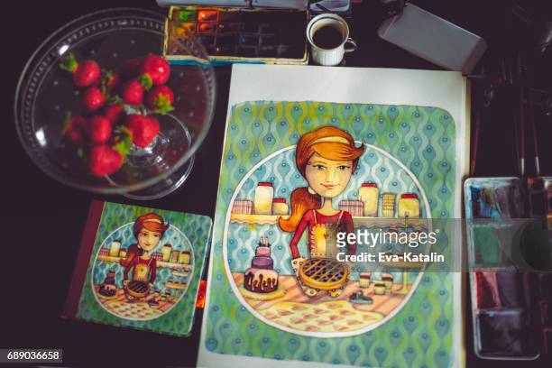 cookbook cover and the original art - cookbook stock pictures, royalty-free photos & images