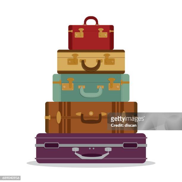 ヴィンテージのスーツケース山 - レトロウィルス点のイラスト素材／クリップアート素材／マンガ素材／アイコン素材