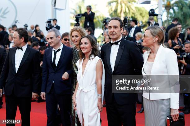 Vincent Perez; director Olivier Assayas, Delphine De Vigan, Camille Chamoux, Alexandre Desplat and Dominique Lemonnier attend the "Based On A True...