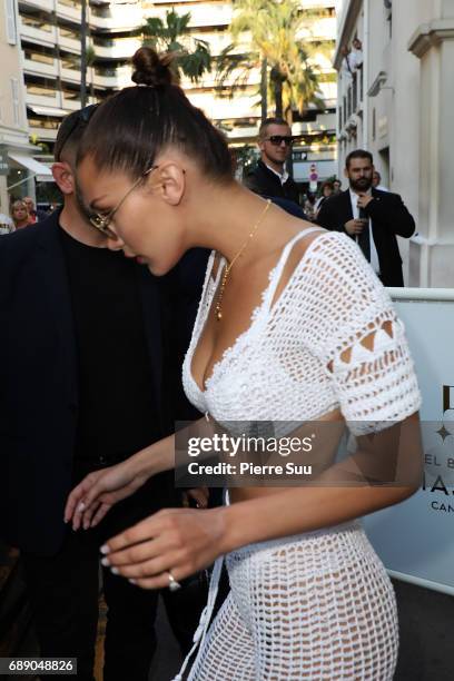 Bella Hadid is spotted at the 'Majestic' hotel during the 70th annual Cannes Film Festival at on May 27, 2017 in Cannes, France.