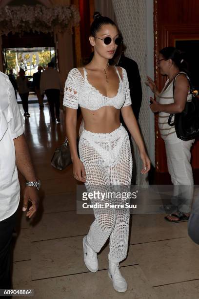 Bella Hadid is spotted at the 'Majestic' hotel during the 70th annual Cannes Film Festival at on May 27, 2017 in Cannes, France.