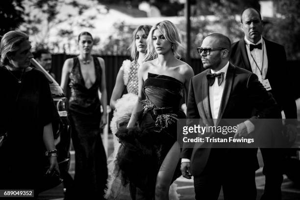 Hailey Baldwin arrives at the amfAR Gala Cannes 2017 at Hotel du Cap-Eden-Roc on May 25, 2017 in Cap d'Antibes, France.