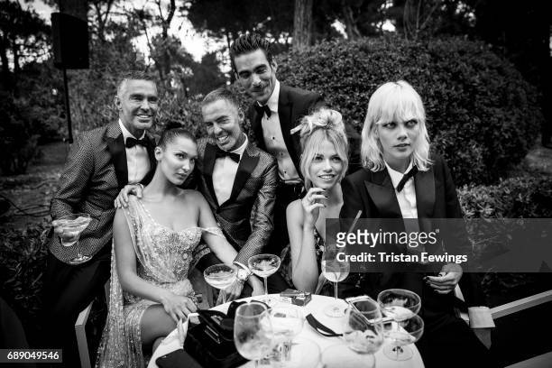 Dan Caten, Bella Hadid, Dean Caten, Jon Kortajarena, Hailey Clauson and Marjan Jonkman attend the amfAR Gala Cannes 2017 at Hotel du Cap-Eden-Roc on...