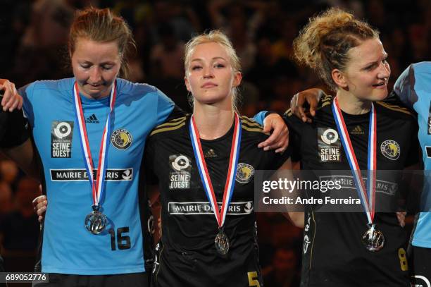 Stine Oftedal of Issy Paris looks dejected during the Women's handball National Cup Final match between Metz and Issy Paris at AccorHotels Arena on...