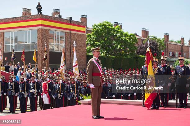 King Felipe VI of Spain attends the Armed Forces Day on May 27, 2017 in Guadalajara, Spain.