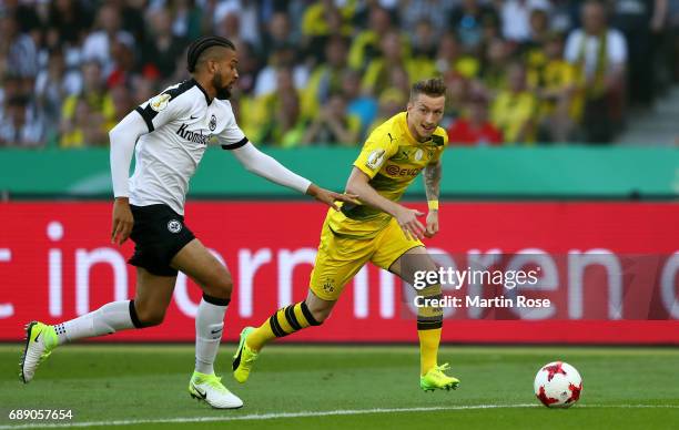 Michael Anthony James Hector of Frankfurt challenges Marco Reus of Dortmund during the DFB Cup Final 2017 between Eintracht Frankfurt and Borussia...