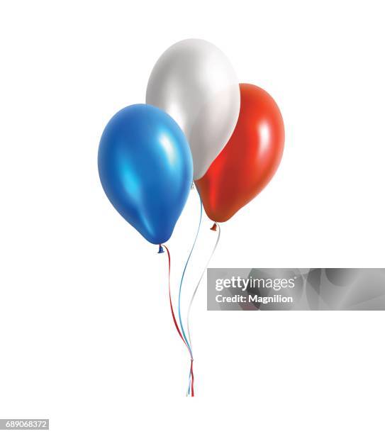 illustrations, cliparts, dessins animés et icônes de ballons de vecteur bleu, blanc et rouge - jour férié