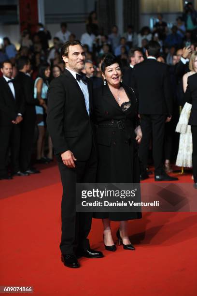 Director Lynne Ramsay and Joaquin Phoenix attend the "You Were Never Really Here" screening during the 70th annual Cannes Film Festival at Palais des...
