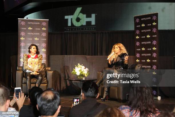 Alejandra Guzman and Gloria Trevi at their press conference for Alejandra Guzman and Gloria Trevi's "Versus" World Tour at Staples Center on May 25,...