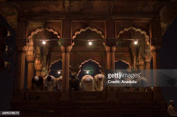 Muslims perform the first 'Tarawih' prayer on the eve of the Islamic Holy fasting month of Ramadan at Jama Masjid in Delhi, India on May 27, 2017.