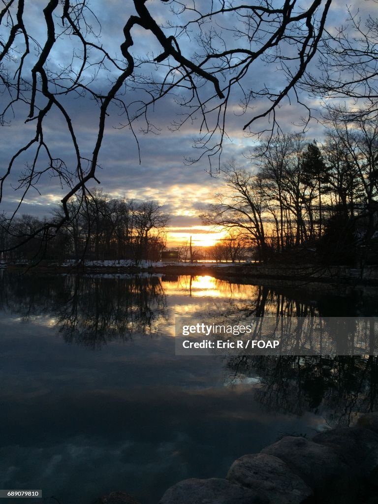 View of a lake at sunset