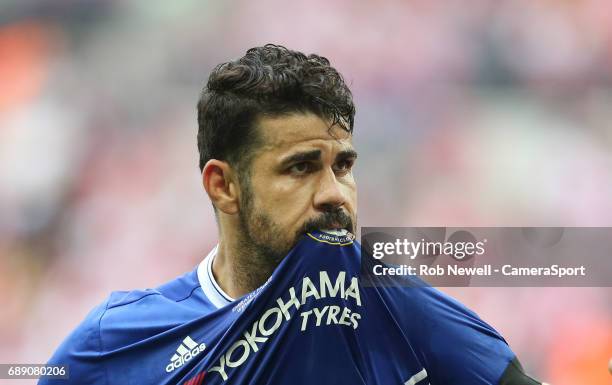 Chelsea's Diego Costa celebrates scoring his sides first goal during the Emirates FA Cup Final match between Arsenal and Chelsea at Wembley Stadium...