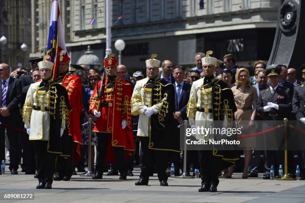 Croatian army marking the 26th anniversary of the Croatian Armed Forces at Ban Josip Jelacic square in Zagreb, Croatia, on 27 May 2017.