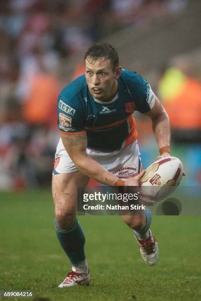 Shaun Lunt of Hull KR in action during the Rugby League Summer Bash match between Hull KR and Bradford Bulls at Bloomfield Road on May 27, 2017 in...