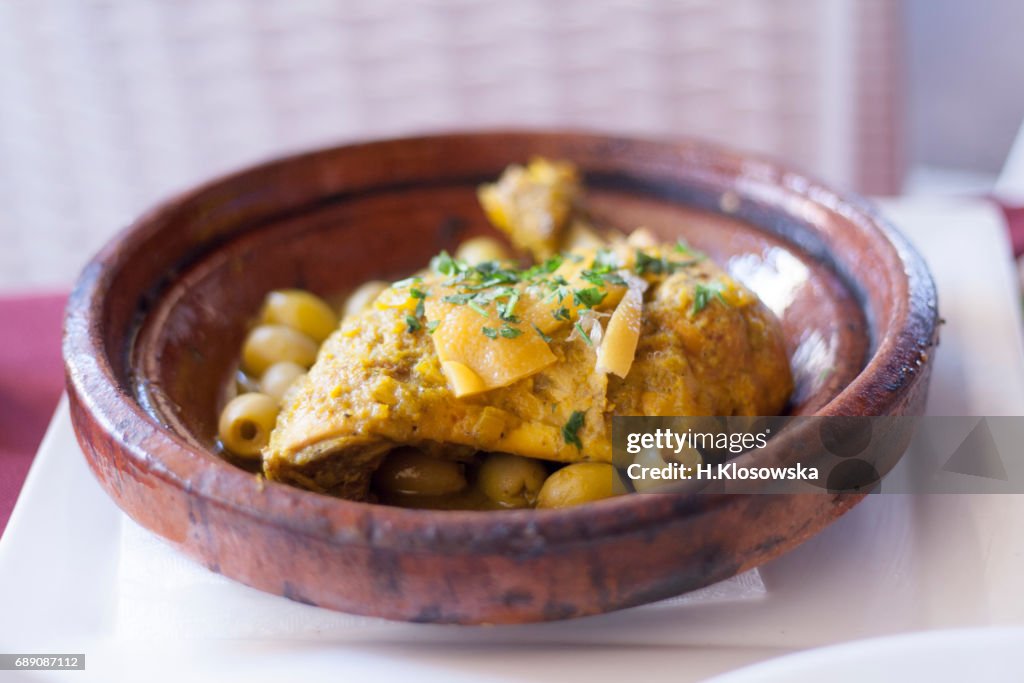 Moroccan chicken tajine dish