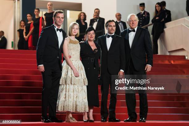 Alex Manette, Ekaterina Samsonov, director Lynne Ramsay, Joaquin Phoenix and John Doman attend the "You Were Never Really Here" screening during the...