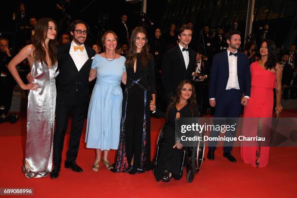 Emilie Broussouloux, Thomas Hollande, Segolene Royal and guests attend the "You Were Never Really Here" screening during the 70th annual Cannes Film...