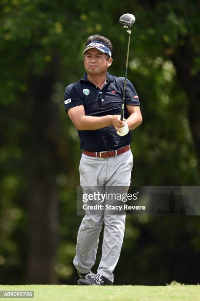 Yuta Ikeda of Japan plays his shot from the 12th tee during Round Three of the DEAN & DELUCA Invitational at Colonial Country Club on May 27, 2017 in...