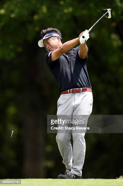 Yuta Ikeda of Japan plays his shot from the 12th tee during Round Three of the DEAN & DELUCA Invitational at Colonial Country Club on May 27, 2017 in...