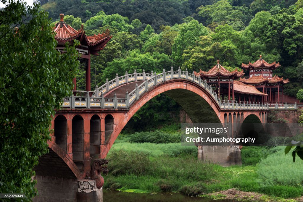 Haoshang Bridge near Leshan Giant Buddha, Sichuan province, China.