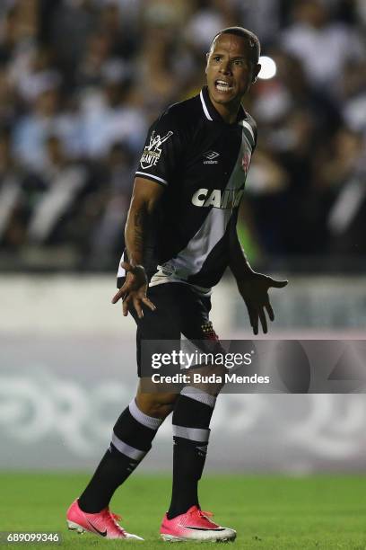 Luis Fabiano of Vasco reacts during a match between Vasco and Fluminense part of Brasileirao Series A 2017 at Sao Januario Stadium on May 27, 2017 in...