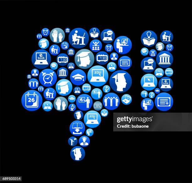 thumbs down e-learning and college education blue button pattern - student missing from class stock illustrations