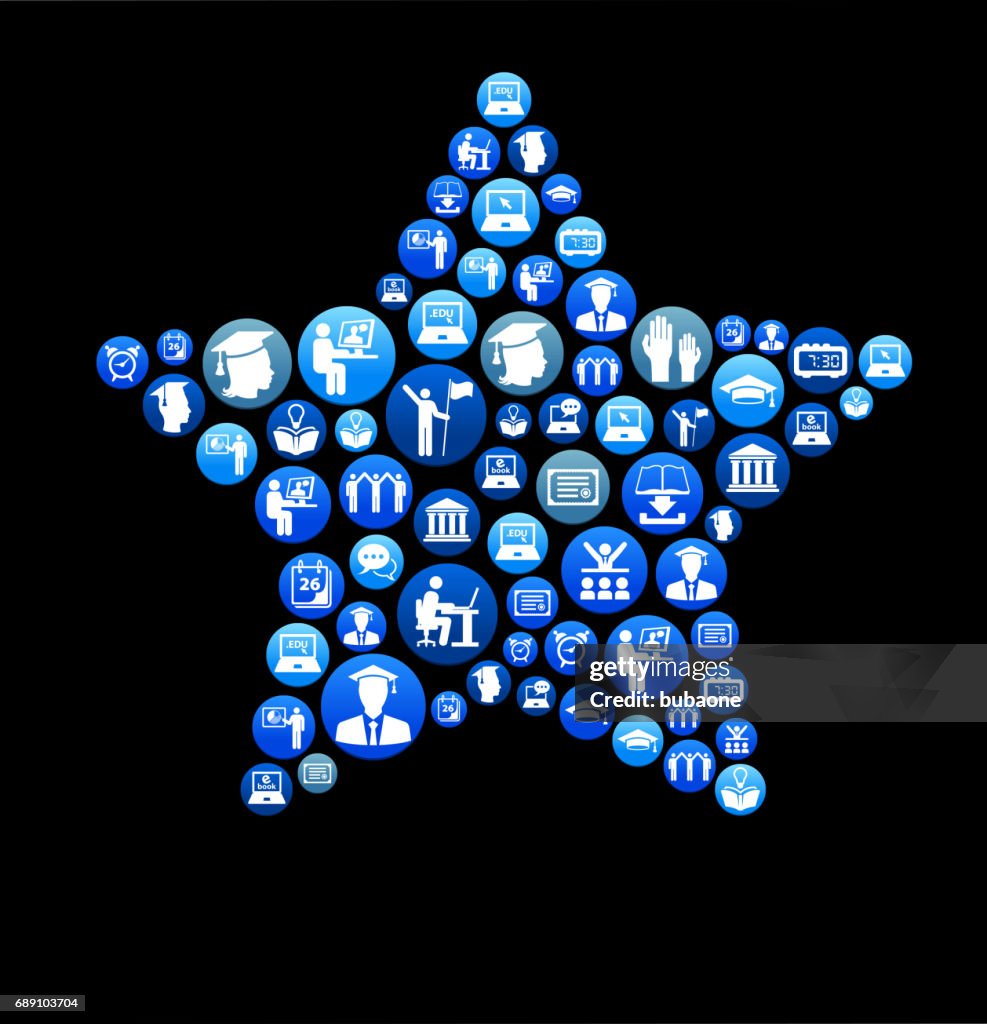 Star E-learning and College Education Blue Button Pattern