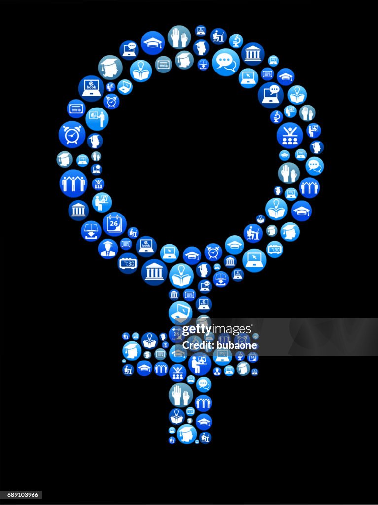Female Sign E-learning and College Education Blue Button Pattern
