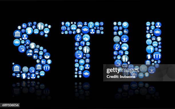 stu e-learning and college education blue button pattern - high school student computer stock illustrations