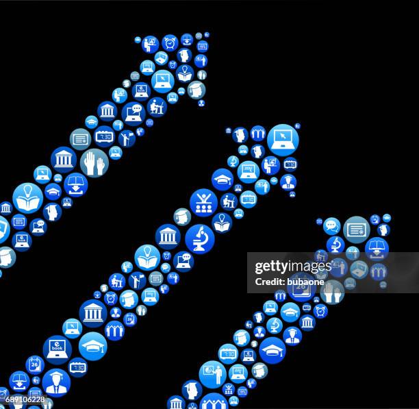 arrows e-learning and college education blue button pattern - boy virtual school stock illustrations