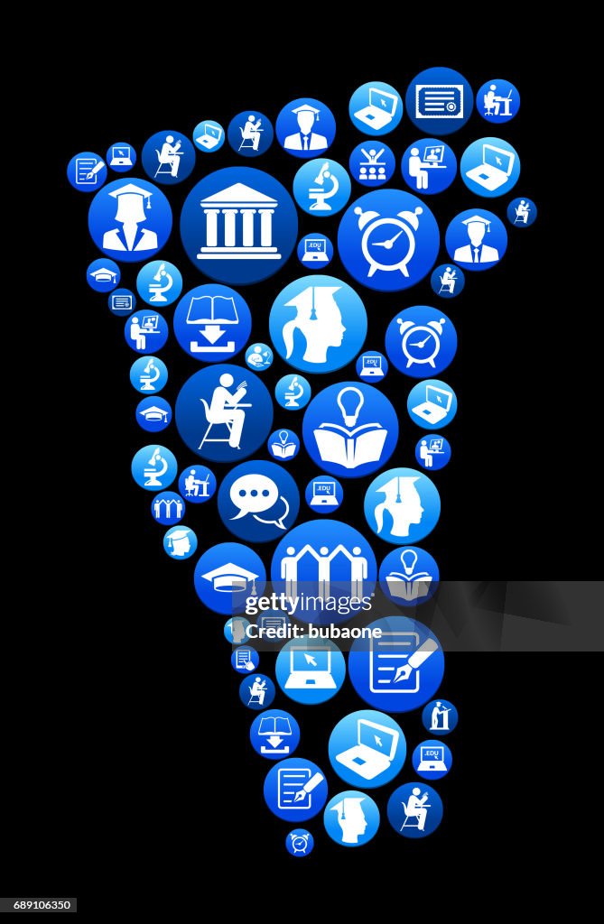 Vermont E-learning and College Education Blue Button Pattern