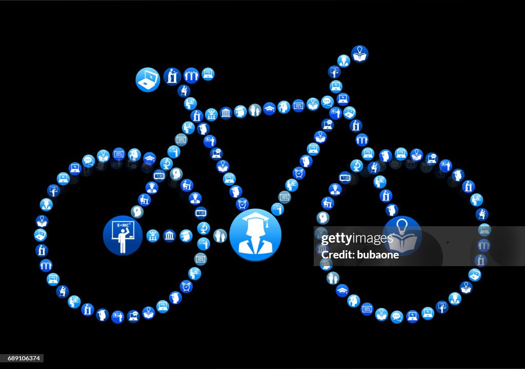 Bicycle E-learning and College Education Blue Button Pattern