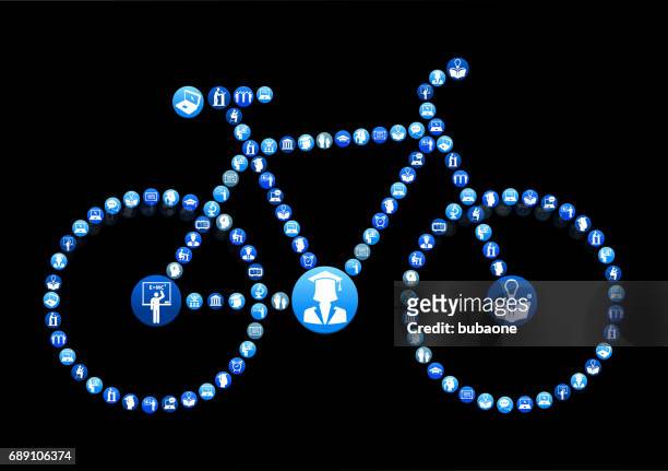 bicycle e-learning and college education blue button pattern - bike hand signals stock illustrations