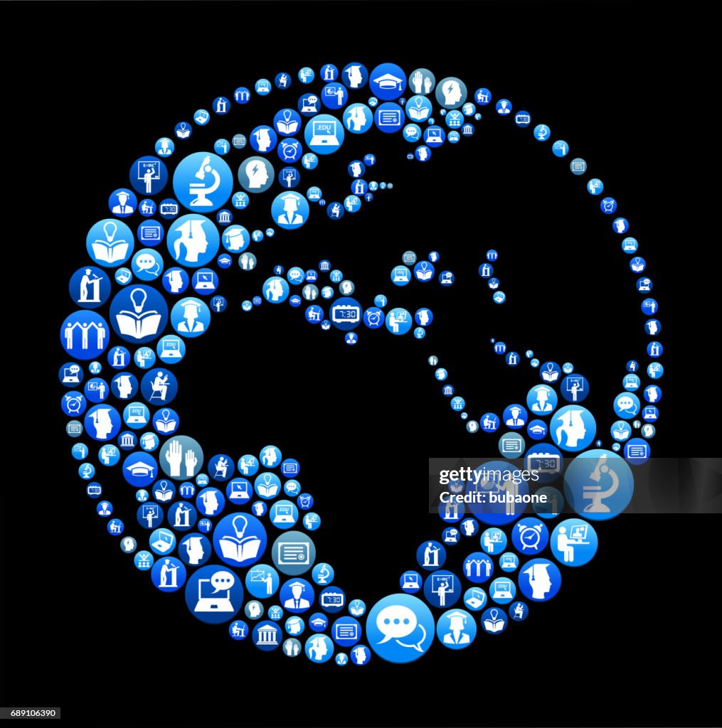 World E-learning and College Education Blue Button Pattern