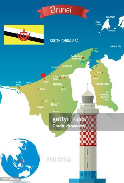 brunei - singapore national flag stock illustrations