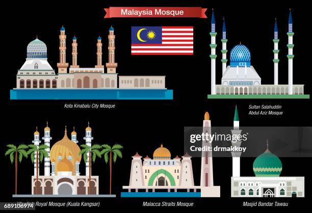 malaysia mosque - perak state stock illustrations
