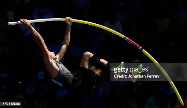 Armand Duplantis of Sweden competes in the pole vaultduring the 2017 Prefontaine Classic Diamond League at Hayward Field on May 27, 2017 in Eugene,...