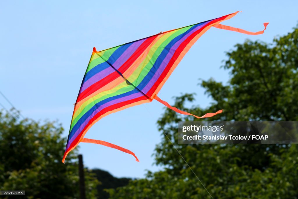 Low angle view of kite flying