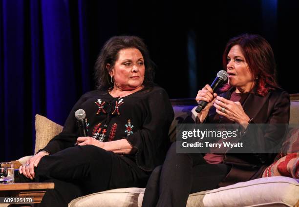 Kathy Cash and Rosanne Cash speak with Country Music Hall of Fame and Museum's Peter Cooper during "Becoming Our Father: Johnny Cash's Daughters in...