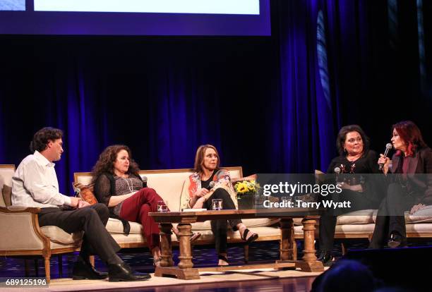 Tara Cash, Cindy Cash, Kathy Cash and Rosanne Cash speak during "Becoming Our Father: Johnny Cash's Daughters in Conversation" at Country Music Hall...