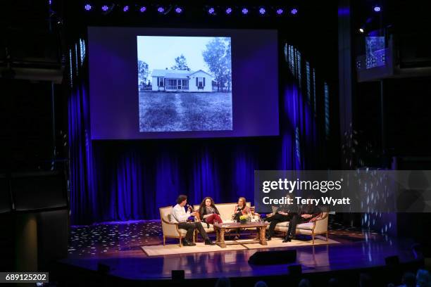 Tara Cash, Cindy Cash, Kathy Cash and Rosanne Cash speak during "Becoming Our Father: Johnny Cash's Daughters in Conversation" at Country Music Hall...