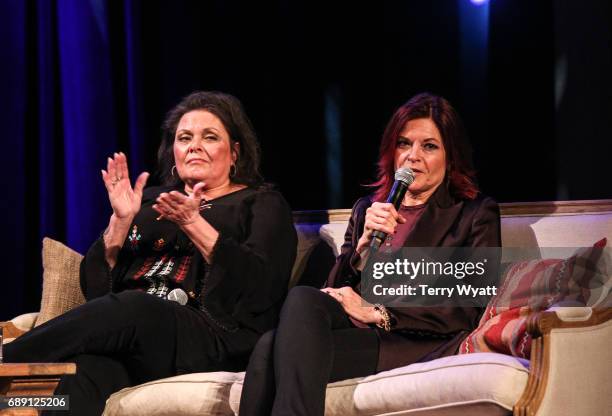 Kathy Cash and Rosanne Cash speak with Country Music Hall of Fame and Museum's Peter Cooper during "Becoming Our Father: Johnny Cash's Daughters in...