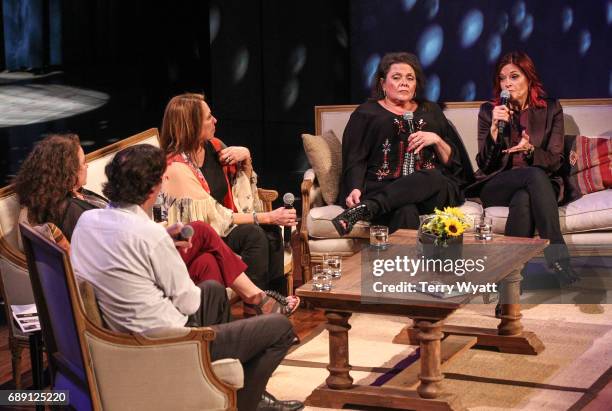 Tara Cash, Cindy Cash, Kathy Cash and Rosanne Cash speak during "Becoming Our Father: Johnny Cash's Daughters in Conversation" at Country Music Hall...