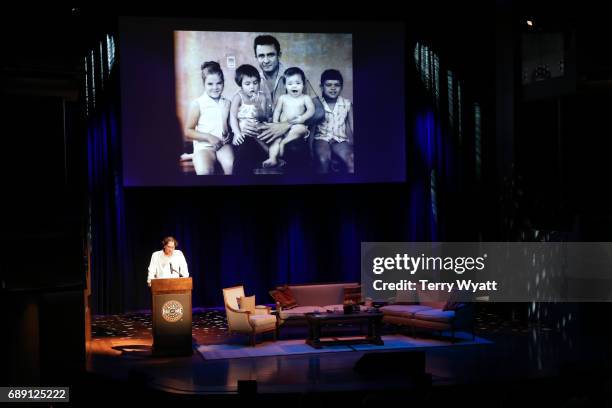 Tara Cash, Cindy Cash, Kathy Cash and Rosanne Cash speak during "Becoming Our Father: Johnny Cash's Daughters in Conversation" at Country Music Hall...
