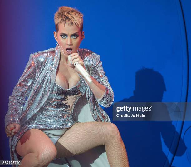 Katy Perry headlines and performs on stage on Day 1 of BBC Radio 1's Big Weekend 2017 at Burton Constable Hall on May 27, 2017 in Hull, United...