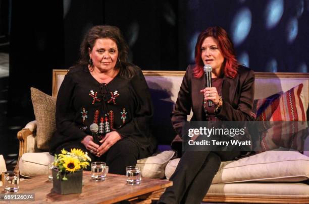 Kathy Cash and Rosanne Cash speak with Country Music Hall of Fame and Museum's Peter Cooper during "Becoming Our Father: Johnny Cash's Daughters in...