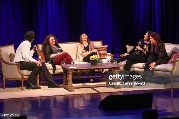 Tara Cash, Cindy Cash, Kathy Cash and Rosanne Cash speak during "Becoming Our Father: Johnny Cash's Daughters in Conversation" at Country Music Hall...