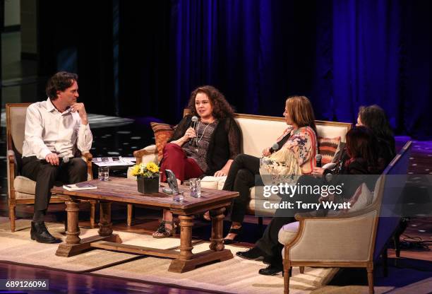 Tara Cash, Cindy Cash, Kathy Cash and Rosanne Cash speak during "Becoming Our Father: Johnny Cash's Daughters in Conversation" at Country Music Hall...