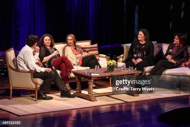 Tara Cash, Cindy Cash, Kathy Cash and Rosanne Cash speak during "Becoming Our Father: Johnny Cash's Daughters in Conversation" at Country Music Hall...